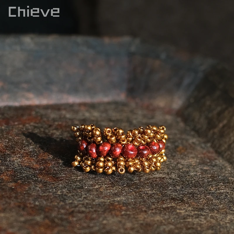 合金玻璃戒指 复古首饰指环Chieve-原创饰品©️“古韵流霞”开口戒