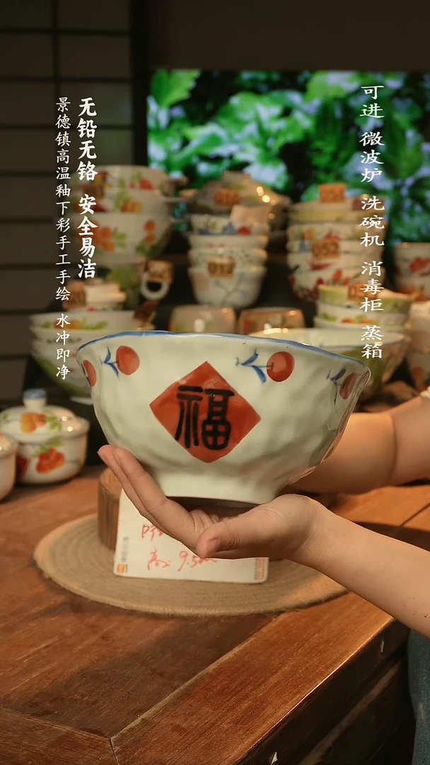 瓷景德镇高温瓷釉下彩手绘陶瓷