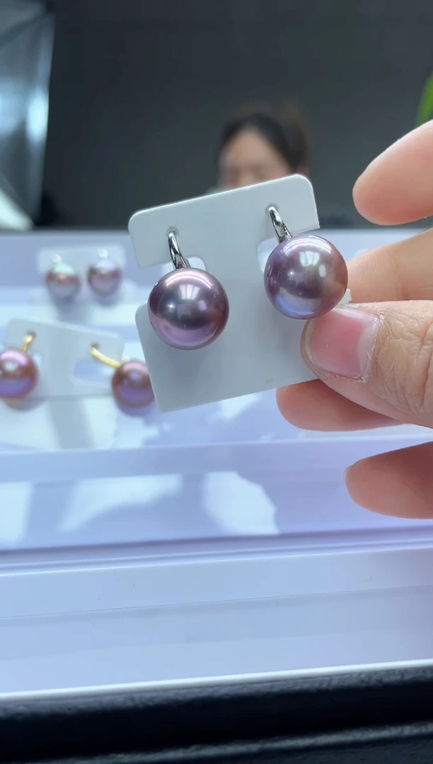 未镶嵌耳饰淡水珍珠紫色系 高跟鞋(多样性发一）