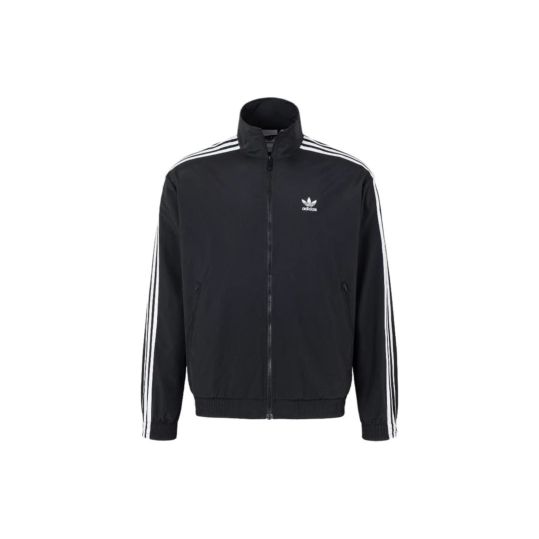 adidas/阿迪达斯三叶草复古宽松三条纹梭织夹克外套男女款KB2466
