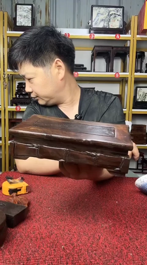 木非洲黑檀长方竹节长方底座19*10CM