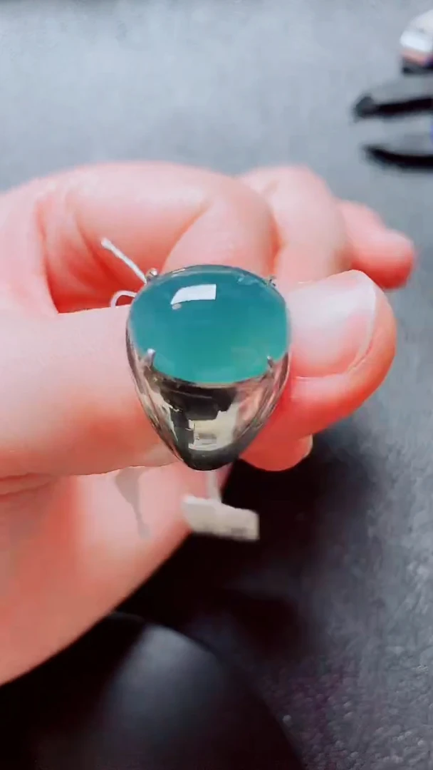 银S925镶嵌戒指翡翠1