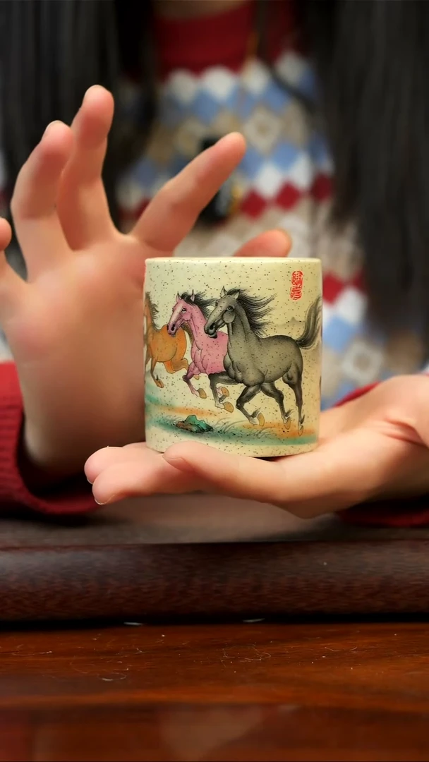 茶壶紫砂宜兴紫砂八骏马杯