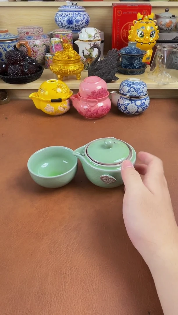 陶瓷茶具摆件旅行套组