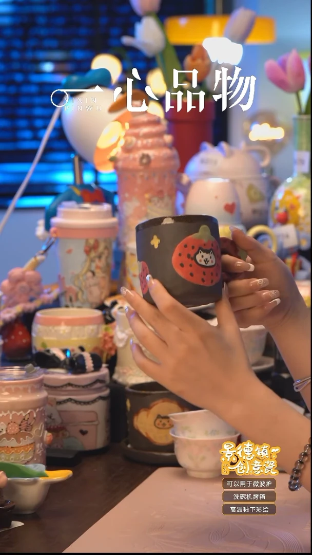 杯A301景德镇手工手绘杯子摆件