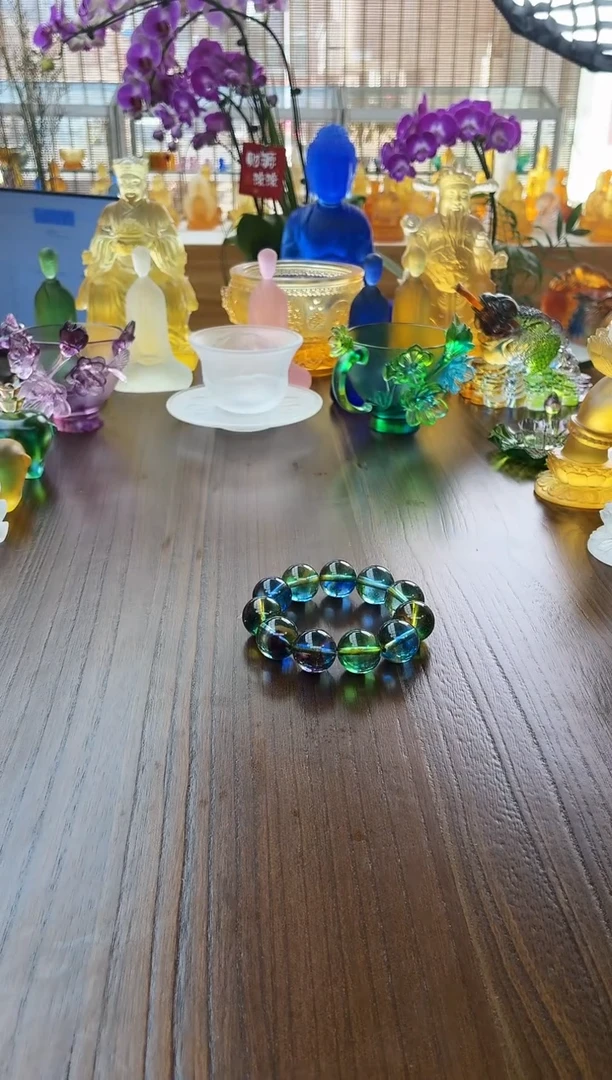 手工艺品琉璃彩色男士星空转运手串11颗1.8公分