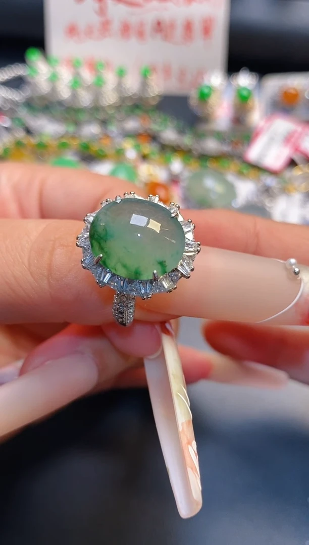 银S925镶嵌戒指翡翠天然