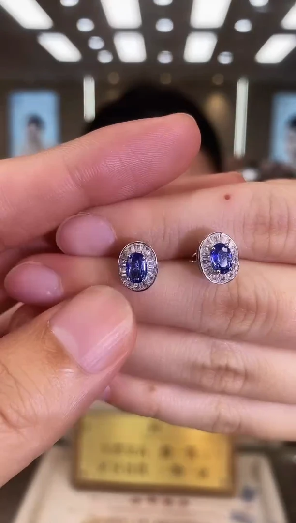 耳饰蓝宝石银S925镶嵌04