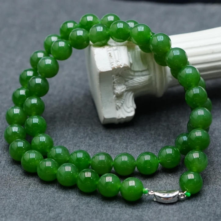 S925和田玉碧玉项链9.5+ A070311