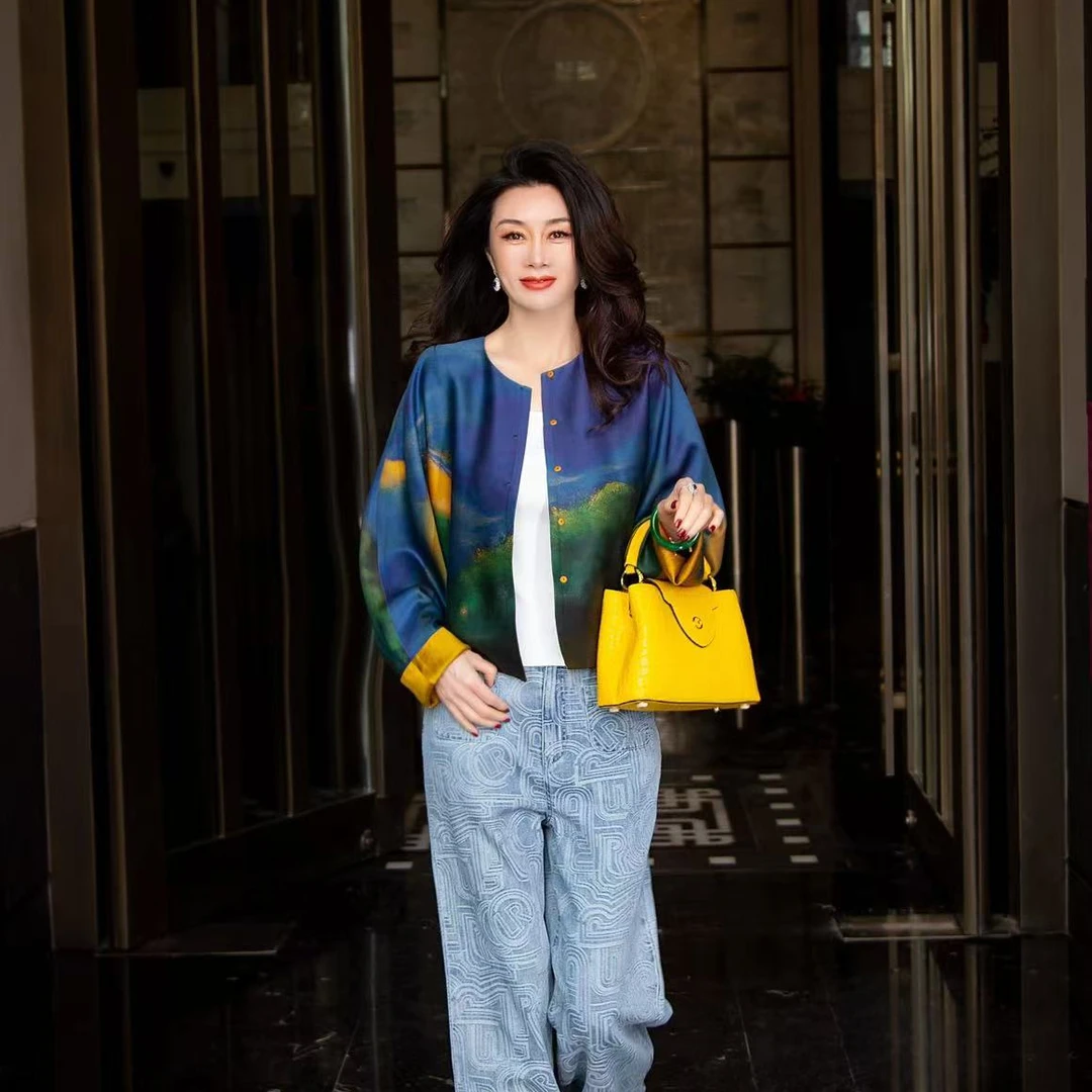 EDFNOT/杨红霞汝意WY香云纱霓虹幻彩上衣2401-7553