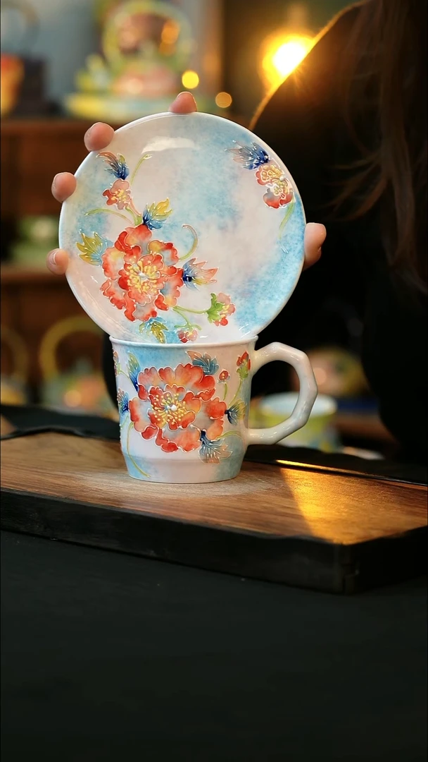 杯手绘心瓷陶瓷浮力