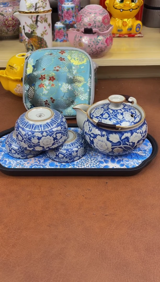 陶瓷茶具摆件旅行套组