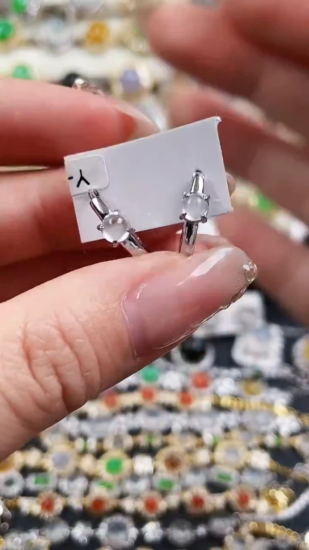 银S925镶嵌翡翠耳饰130