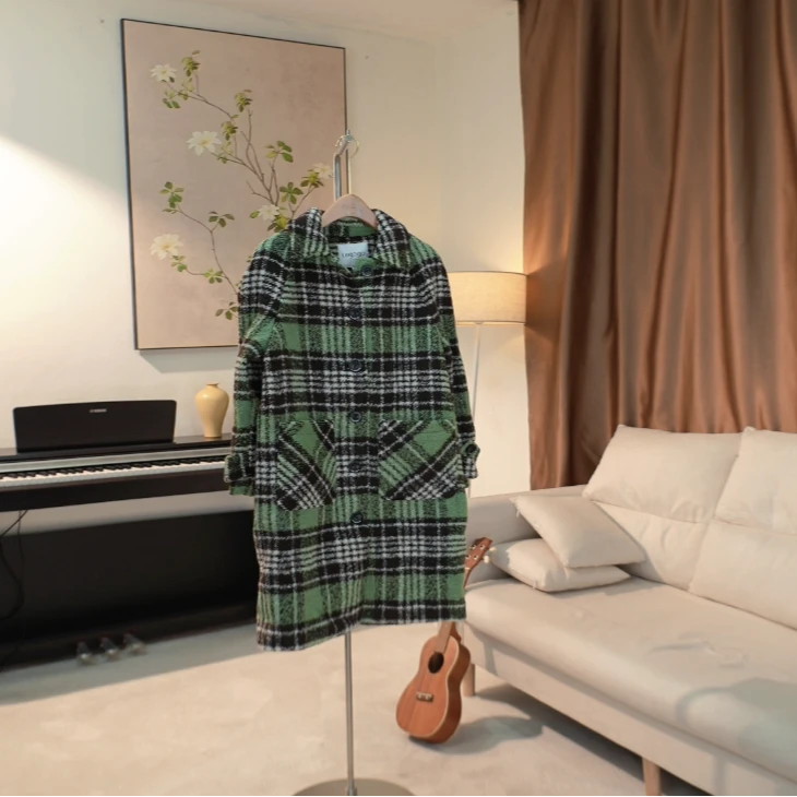 G004 秋冬时尚格子毛呢大衣女 XA68