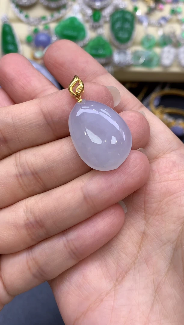 颈饰18K金镶嵌翡翠50-中国好珍宝