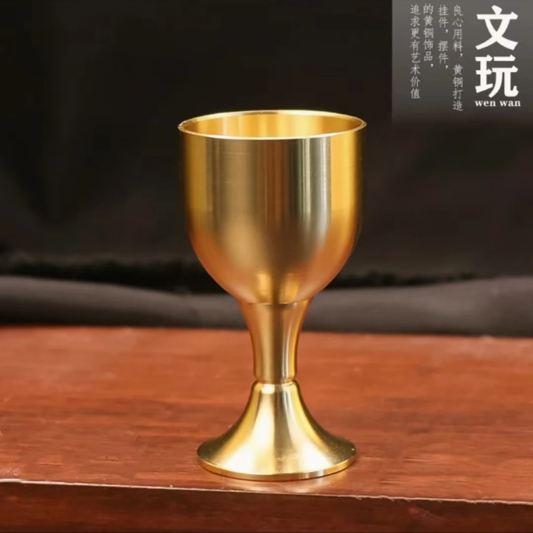 黄铜高脚杯摆件 手工高档复古家用创意中式个性欧式