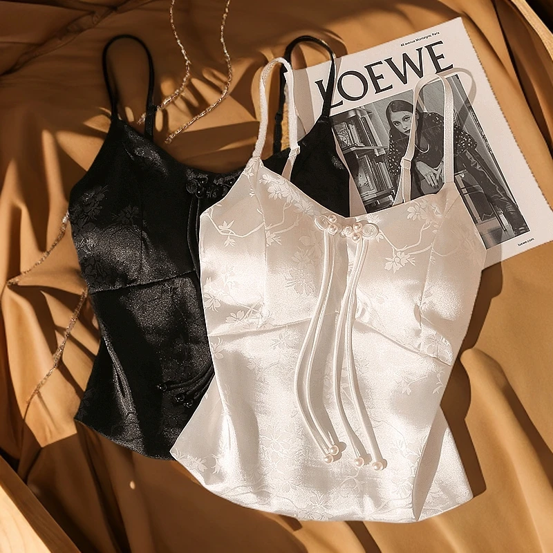 国风打底内搭古风外穿抹胸醋酸提花内衣上衣女吊带新中式背心美背