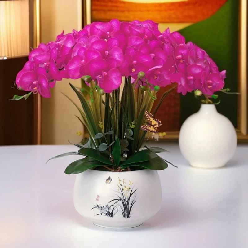 <彩灼春融>新款蝴蝶兰保湿仿真花客厅 酒店 办公室 前台 样板间