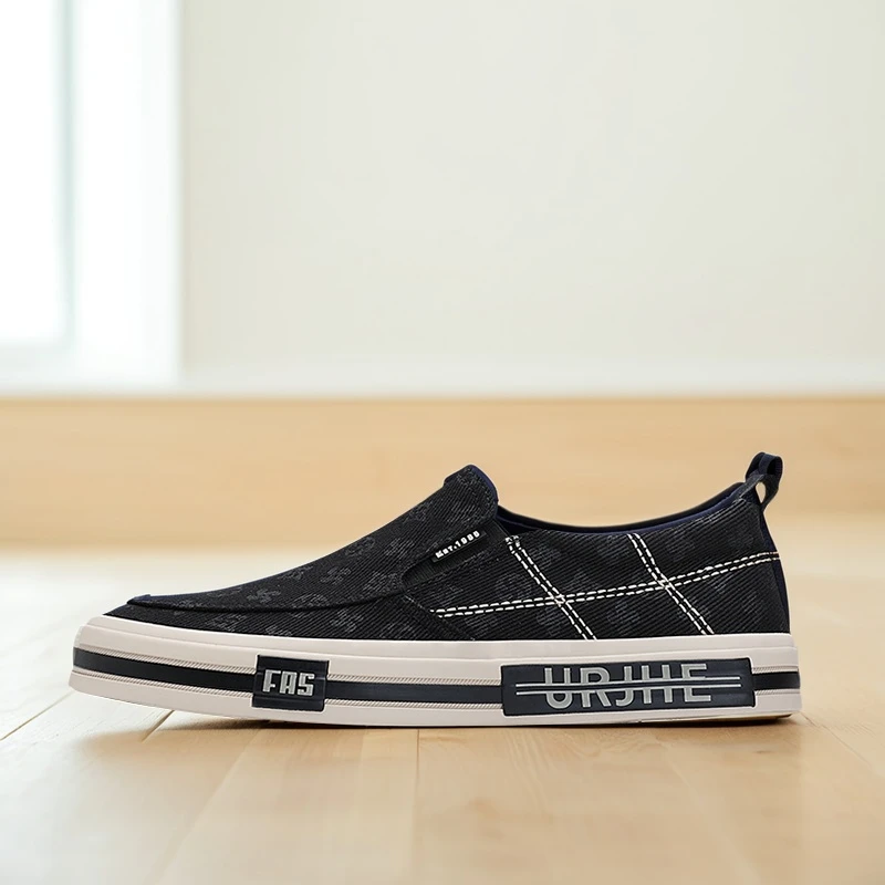 25802 男鞋秋季懒人鞋休闲透气一脚蹬帆布鞋百搭低帮老北京布鞋男