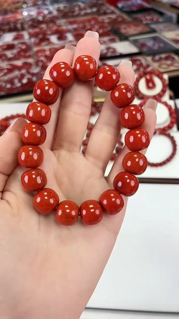 南红玛瑙瓦西老型手串13+未镶嵌一个/条