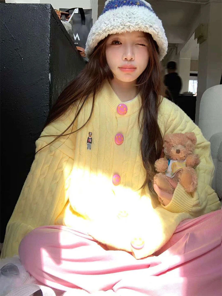 韩系减龄软糯麻花毛衣外套女秋冬季2024新款型号T5GAME周边毛衣