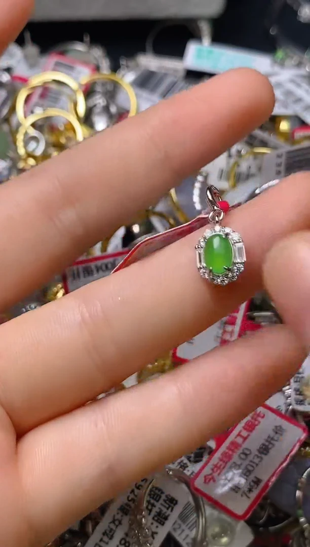 银S925镶嵌戒指翡翠百内无证书