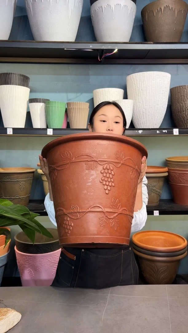 40*33/MK40A/陶土色葡萄藤浮雕外贸尾单