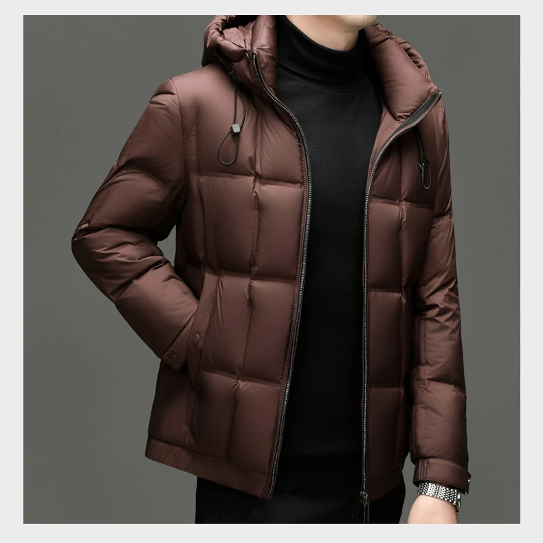 2025冬季轻奢羽绒服男士高端90鸭绒可脱卸帽冬装时尚商务休闲外套