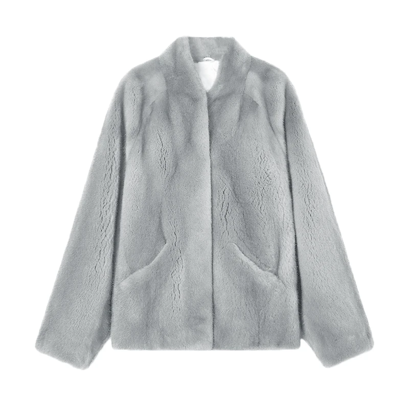 进口貂皮大衣女整貂蝙蝠袖2025新款紫金短二水貂皮草外套年轻款