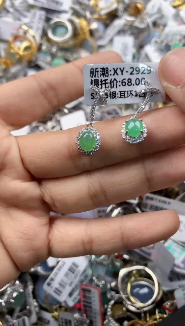 银S925镶嵌戒指翡翠12-12-12        3