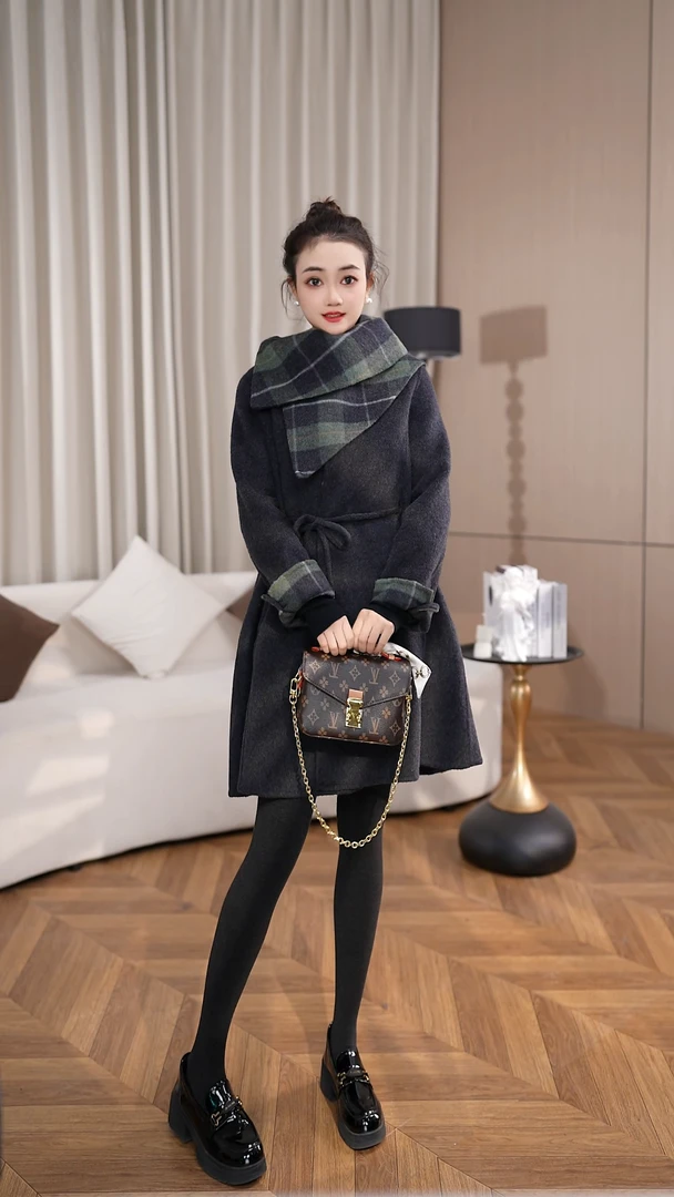 FKY25M010 双面羊毛大衣外套女中长款绵羊毛2025秋季新款气质