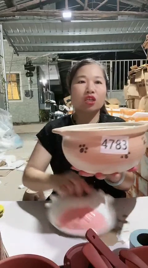 4783瑕疵粗陶锅带盖