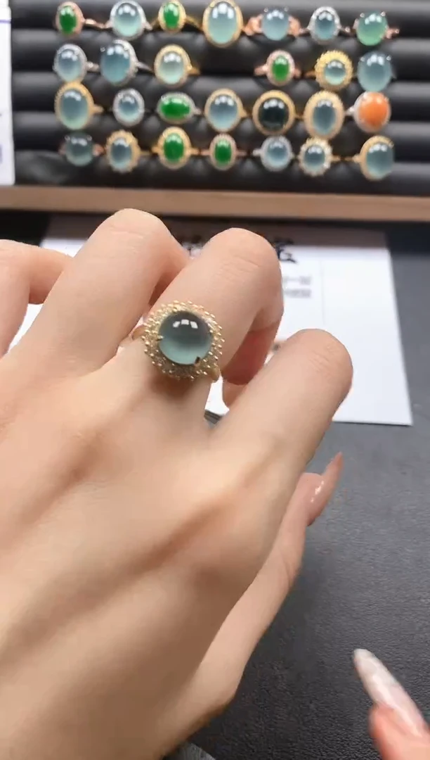 银S925镶嵌戒指翡翠5111