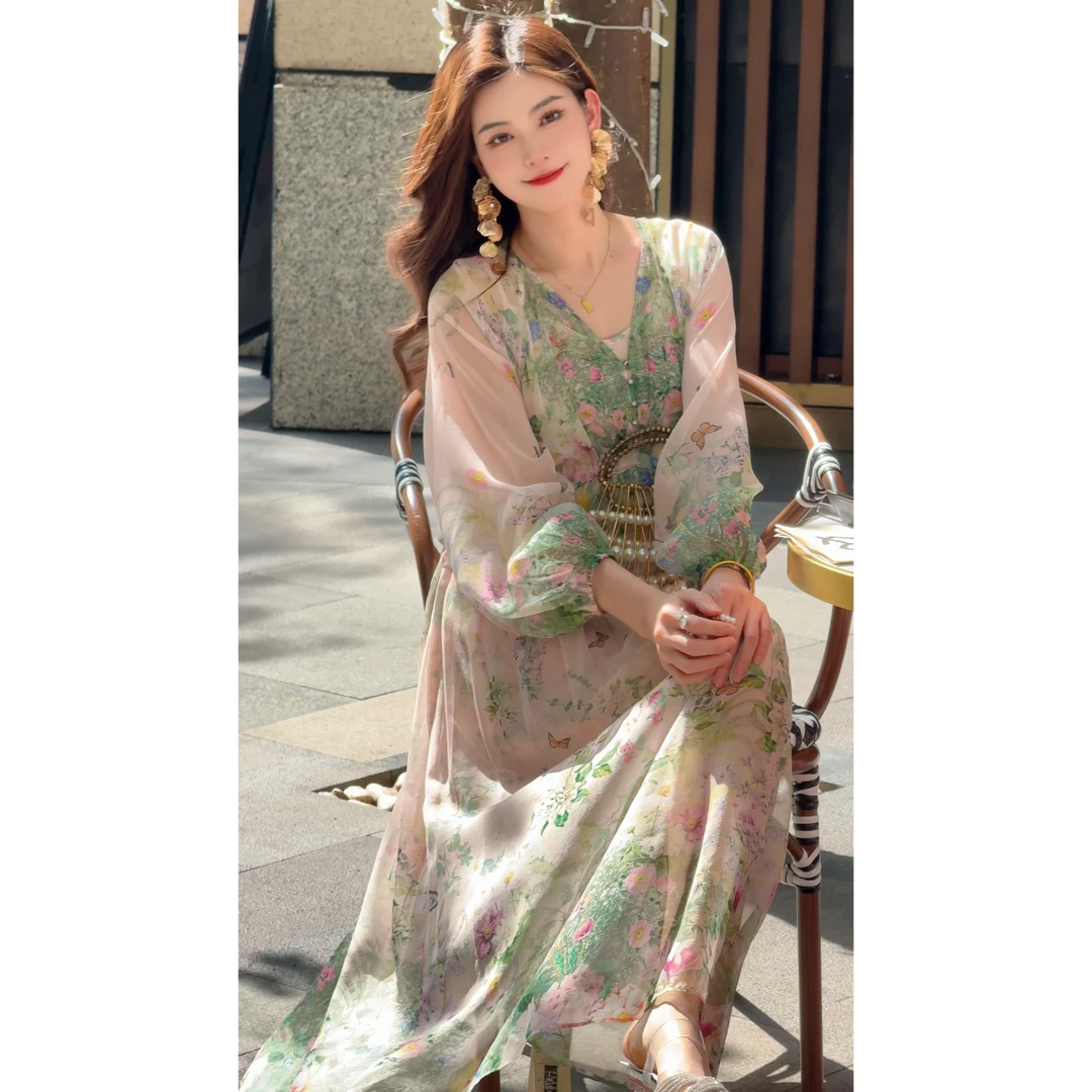 【2025文文-蝶恋花】重磅100桑蚕丝连衣裙8E-125-16