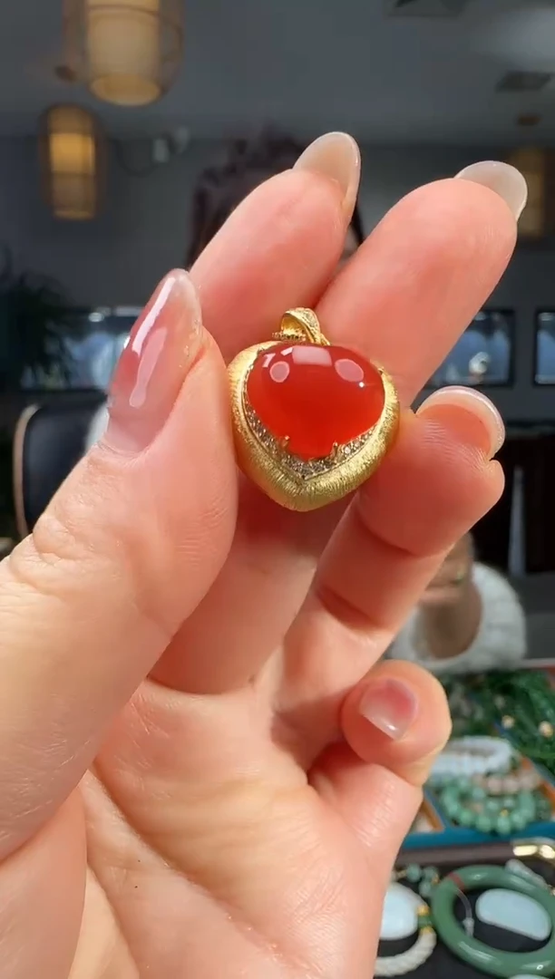 吊坠(不含链)银S925镶嵌南红玛瑙1