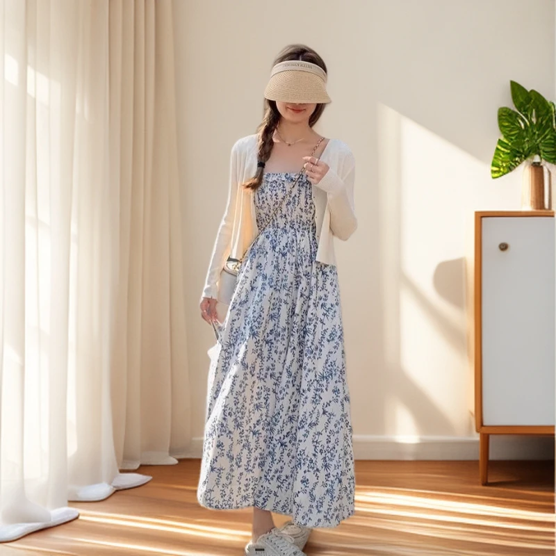 碎花吊带连衣裙女夏季法式复古吊带连衣裙性感显瘦吊带连衣裙