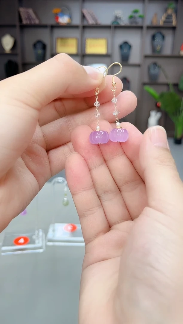 未镶嵌石英质玉（天山翠）耳饰W04