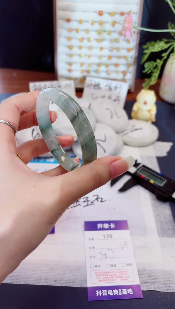 未镶嵌手镯石英质玉170-天山翠-圈口58