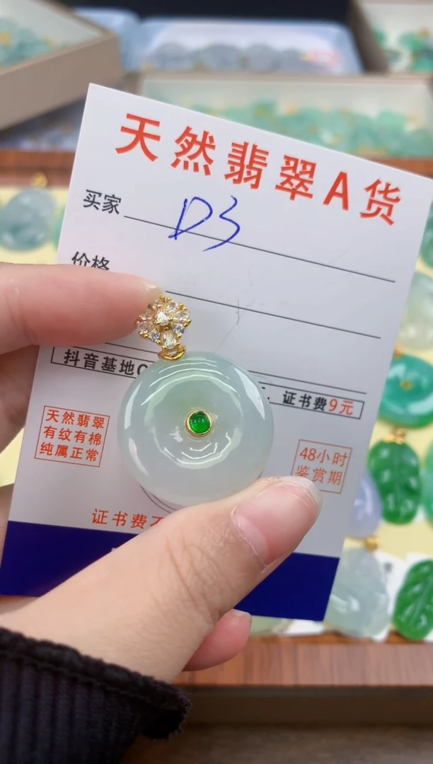 颈饰银S925镶嵌翡翠天然A货翡翠挂件