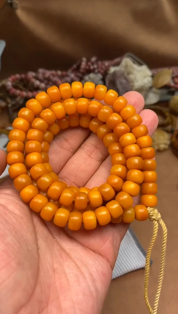 其他牛骨N012-超润蜜蜡色长串-有棕裂