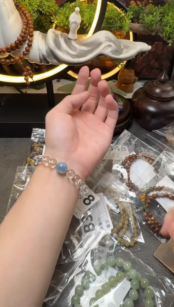 未镶嵌手链水晶A088白水晶玛瑙圆珠