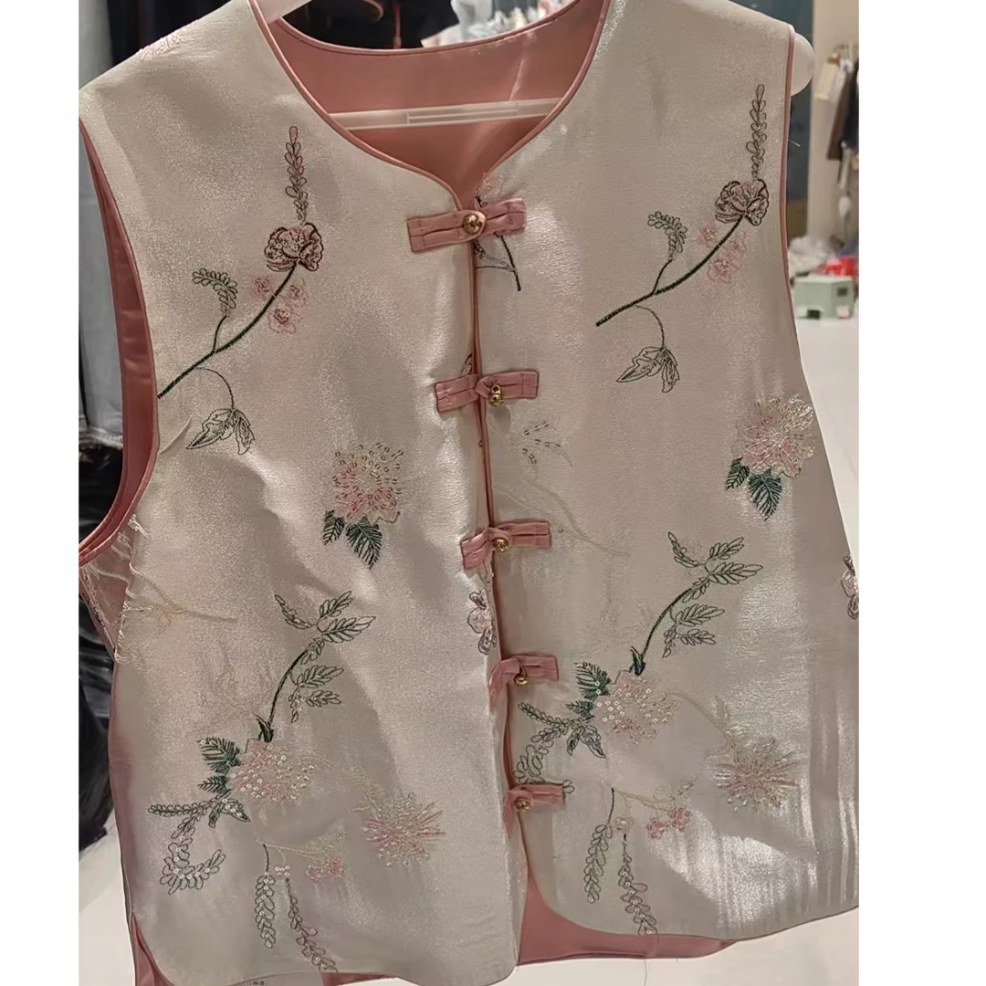 【三懿服饰】轻奢高端刺绣两面穿国风马甲-5820