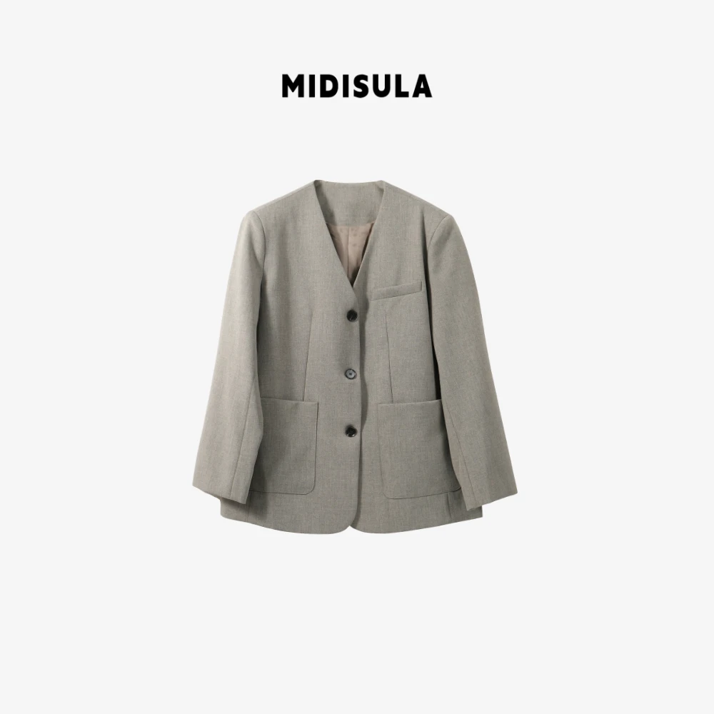 MDSL·新款时尚洋气V领简约高级通勤西装外套01691