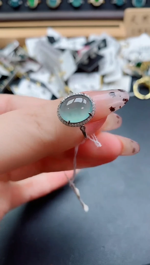 银S925镶嵌戒指翡翠1