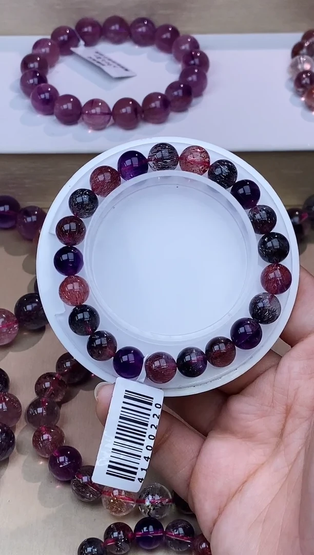 水晶手链未镶嵌黑加仑超七单圈9m+