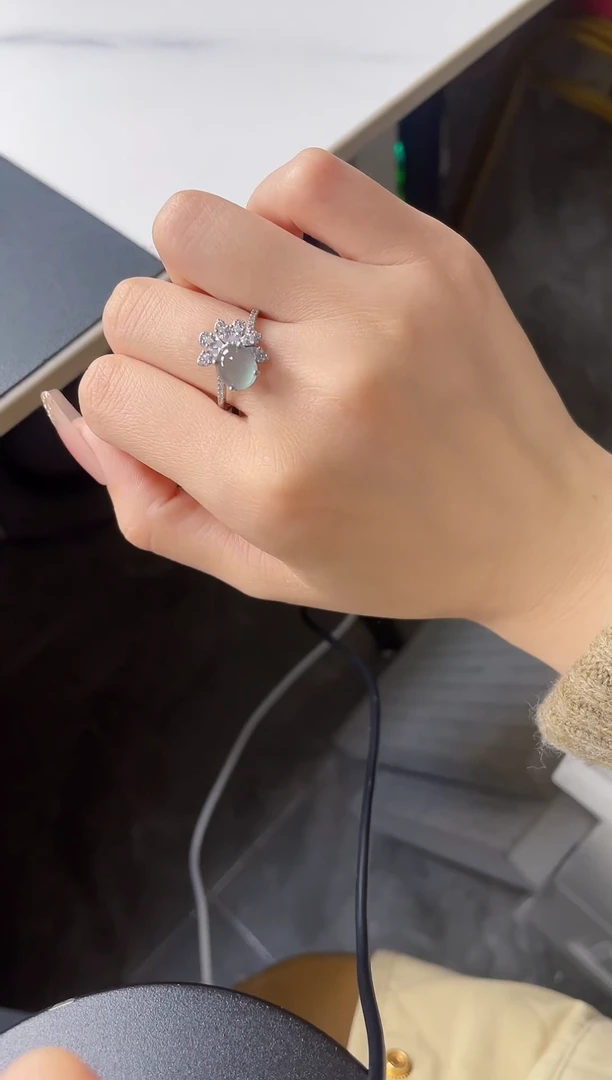 【闪购商品】翡翠戒指银S925镶嵌487658