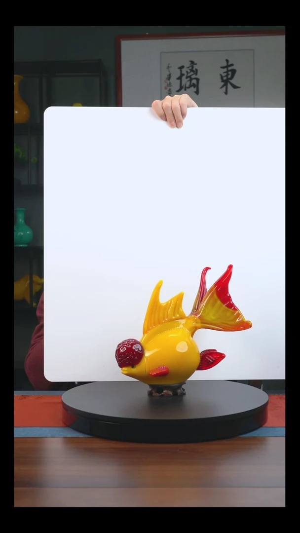 手工艺品琉璃纯手工鸡油黄热塑金玉满堂摆件（微瑕款带礼盒证书）