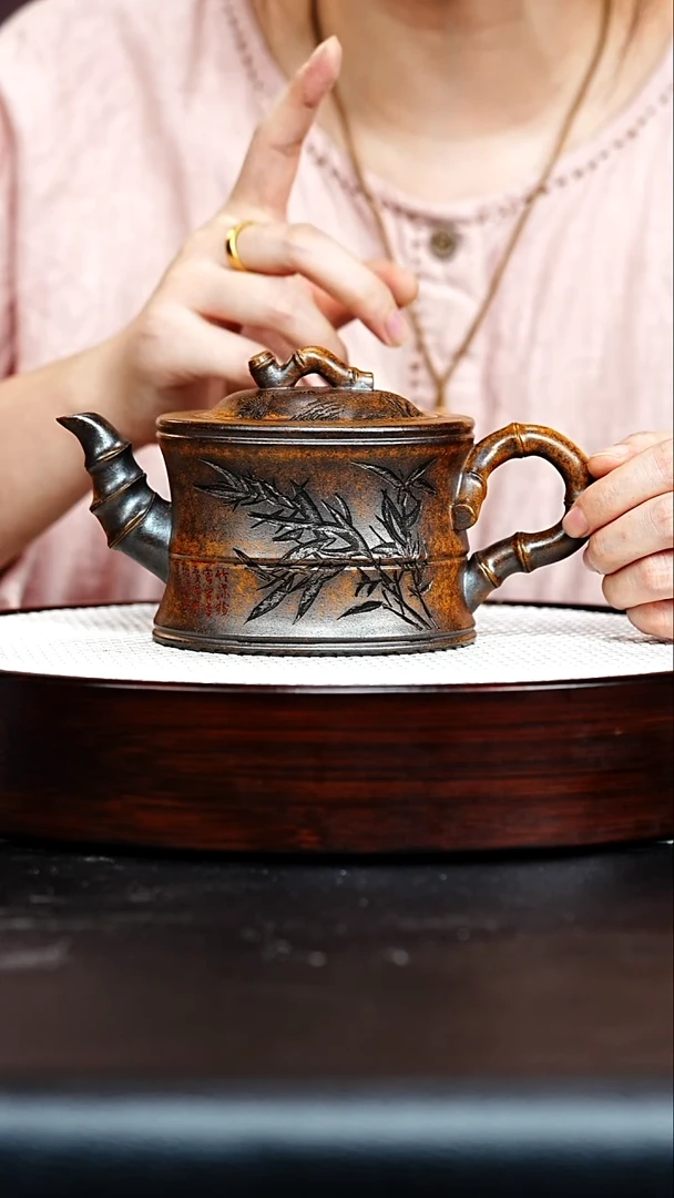 茶壶紫砂宜兴紫砂 一品竹段 虎皮金砂 王燕 h157