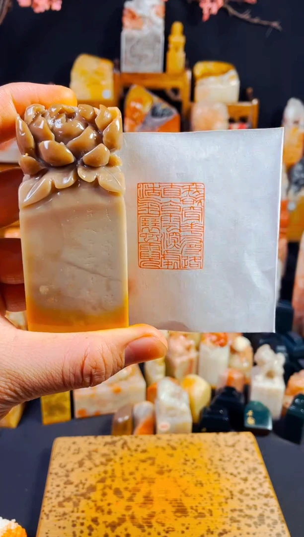 【闪购商品】老挝石印石手工篆刻《我欲穿花寻路直入白云深处》