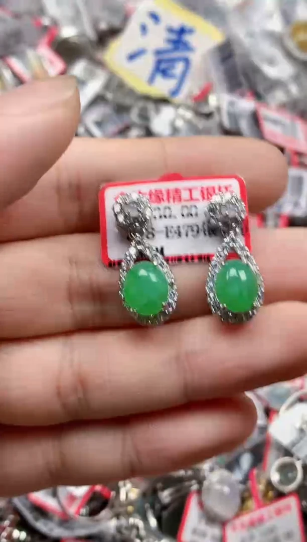 银S925镶嵌戒指翡翠天然A货缅甸翡翠